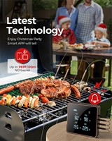 Termometer Pemanggang Daging Digital, Layar LCD Besar, Luar Ruangan, Digital, Membaca Daging, Termometer BBQ, Oven, Termometer, App, Pemantauan Jarak Jauh dengan 4 Probe