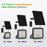 Projecteur solaire super lumineux avec capteur de mouvement PIR, télécommande, étanche IP65, lumière de sécurité multi-usages réglable