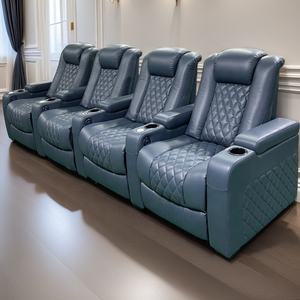 كرسي كرسي عصري مخصص للمسرح المنزلي مقعد كهربائي خاص من الجلد الطبيعي الأسود لغرف الأفلام والفنادق - Product Image 4