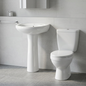 Vistaar Ceramics Two Piece Toilet Aqua Pan with Hand Wash Pedestal Basin Sink Sanitary Ware Bathroom Combo - Product Image 2