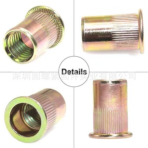 Rivet Nut M10 Zinc Yellow Chromate Plated Flat Head Swaged Metric 19.1 mm Length Insert Diameter 6.4 mm - Product Image 1