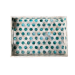 Bandeja de servicio de nácar de alta calidad de lujo con vajilla pulida hecha a mano para servir té, café y comida - Product Image 1