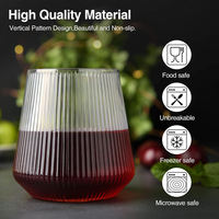 Verre à vin sans pied en plastique ondulé réutilisable et écologique de 12 oz, durable, pour cocktails, bar à domicile, mariage, fête, gobelet à boisson personnalisé