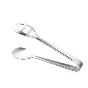 Pince à salade ovale avec poignée en acier inoxydable Mini outil de cuisine pince à nourriture pince à glace de conception classique pour servir la salade - Product Image 1
