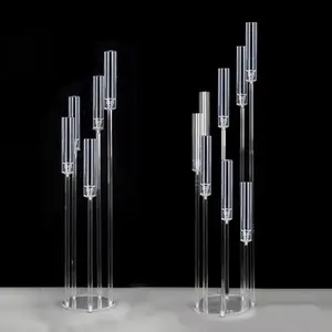 Ourwarm Tubes Candle Holders Tall Clear Decoration Acrylic Stand Candelabra Wedding Centerpieces