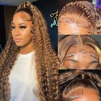 Peluca frontal de encaje transparente HD sin pegamento 13x6 / 13x4, cabello humano virgen vietnamita, onda profunda larga, con reflejos pre-arrancados