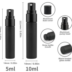 Flacon pulvérisateur de parfum en verre noir, tube portable, conteneur de brume, emballage cosmétique sérigraphié - Product Image 2