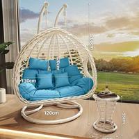 Fauteuil suspendu en forme d'œuf avec support en acier - Construction résistante aux intempéries - Balançoire en rotin tressé - Hamac de grande taille avec design en forme de panier