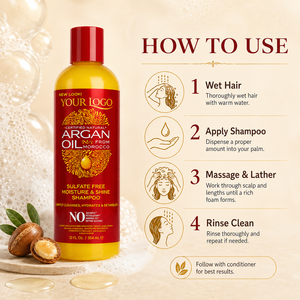 Bulk Supply Moroccan Argan Oil <b>Shampoo</b> <b>Moisture</b> and Shine Daily Cleanser for Dry Damaged Textured Hair Care - Product Image 4