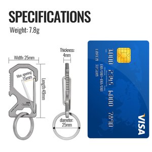 Keyunity Km05 Nhỏ Titan Carabiner Keychain Clip, 2 Inch Bia Mở Chai Key Chủ Nhiệm Vụ Nặng Nề <span class=keywords><strong>Multitool</strong></span> Với Vít Bit - Product Image 6