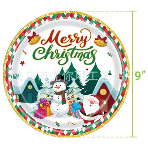 Ensemble de vaisselle de Noël en papier, assiettes, gobelets, serviettes, thème Père Noël et bonhomme de neige, 60-80 pièces, décorations de fête de Noël - Product Image 4