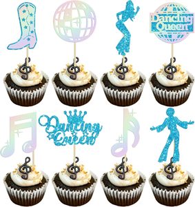 Décorations de gâteaux « Dancing Queen » : Toppers scintillants, boules disco, notes de <span class=keywords><strong>musique</strong></span>, chanteuses <span class=keywords><strong>pour</strong></span> mariages, anniversaires féminins et fournitures de décoration de gâteaux. - Product Image 1