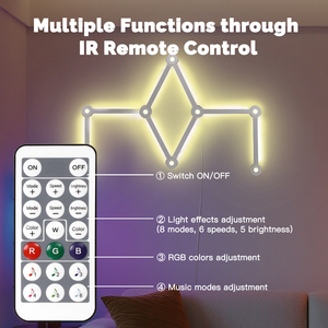 Applique murale RGBIC épissage barre lumineuse LED atmosphère bricolage avec télécommande <span class=keywords><strong>IR</strong></span> synchronisation du rythme de la musique pour salle de jeu <span class=keywords><strong>MOES</strong></span> - Product Image 3