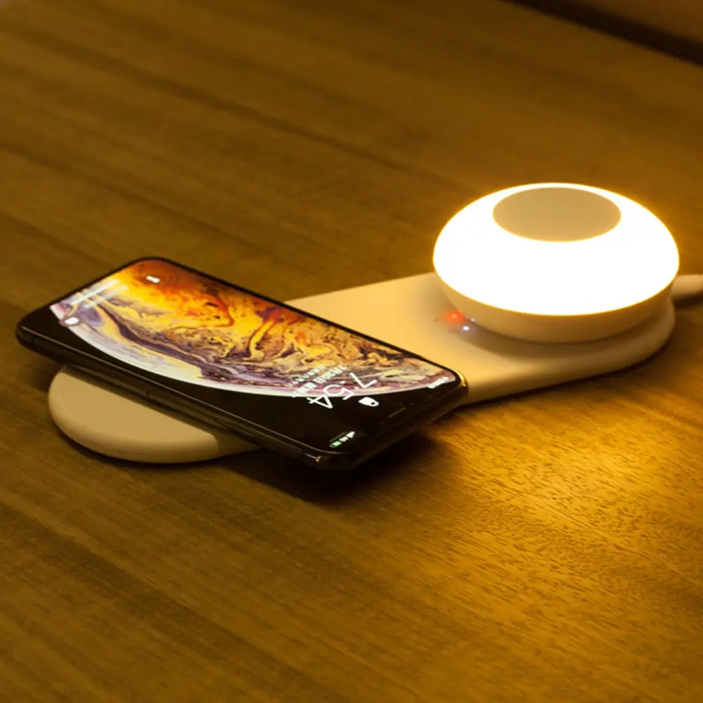 गोल आकार एलईडी वायरलेस चार्ज गति संवेदक रात दीपक के लिए रसोई बेडरूम सेंसर टच प्रकाश