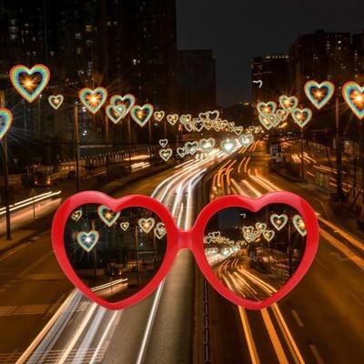 Heart Shaped Hologram Glasses Fashionable UV400 Sunglasses