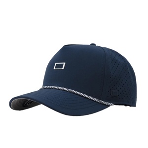 OEM Custom Mesh Perforated <b>Hat</b> Logo 5 Panel Slightly Curved Brim Snapback <b>Waterproof</b> Rubber Patch <b>Golf</b> Cap - Product Image 1