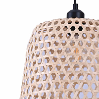Luzete Lámpara Colgante de Techo de Bambú Ecológica de 120 CM con Superficie de Acero, Diseño Moderno y Elegante, Control por Interruptor, Para el Hogar