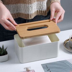 Wholesale Wood Grain <b>Paper</b> Living Dining Room Plastic Storage <b>Tissue</b> Box Printing Advertising Logo - Product Image 2