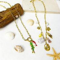 Colliers pendentifs Muses Jewels en acier inoxydable avec coquillages naturels et étoiles de mer, étanches, pour un look naturel et tendance, idéaux pour un cadeau - Colliers de perles