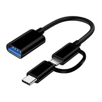 Câble tressé en nylon 2 en 1 USB 3.0 Adaptateur OTG Micro USB Type C Adaptateur de synchronisation de données pour Samsung Xiaomi MacBook USB Type-C Micro OTG