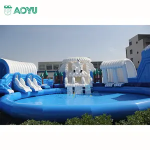 AOYU - Piscina inflável para castelo e parque aquático com tema comercial pronto para enviar, fabricante de escorregadores