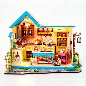 Kit de Casa en Miniatura DIY, Kits de Construcción de Casas en Miniatura, Cafetería de Estilo Nórdico, Rompecabezas 3D de Madera - Product Image 1