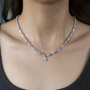 Collar de Diamantes de Oro Blanco de 18K MSN-853 con Corte de Pera, Joyería Clásica de Boda para Mujer, Collar con Diamantes Cultivados en Laboratorio - Product Image 4
