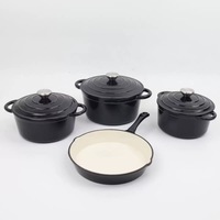 Ensemble de Cuisson 7 Pièces/4 Casseroles en Fonte Émaillée, Poêle et Faitout Multifonction pour Cuisine Domestique