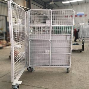 Le fabricant de chariots de logistique Suzhou fournit des chariots en acier à grille à quatre portes Vente en gros Chariots à main à <span class=keywords><strong>cage</strong></span> en métal avec stock - Product Image 3