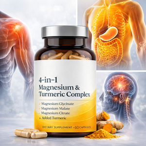 Suplemento de Magnesio y Cúrcuma para la Relajación Muscular, Salud Digestiva y Apoyo Cerebral, Cápsulas de Alta Biodisponibilidad - Product Image 1