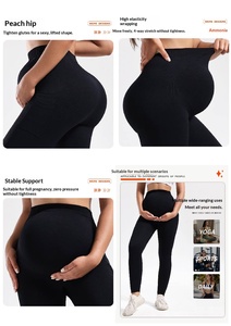 Leggings de <span class=keywords><strong>Yoga</strong></span> <span class=keywords><strong>para</strong></span> Mujeres <span class=keywords><strong>Embarazadas</strong></span>, Cintura Alta, Ajustados, con Bolsillos Laterales Dobles, Antibacterianos, de Spandex/Nylon, con Soporte <span class=keywords><strong>para</strong></span> el Vientre y Levantamiento de Cadera - Product Image 3