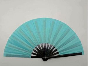 พัดไม้ไผ่พับได้ขนาดใหญ่ สีรุ้งสะท้อนแสง พร้อมซองและกระเป๋า สำหรับงานเทศกาล ของขวัญส่งเสริมการขายสำหรับงานปาร์ตี้ - Product Image 4