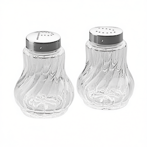 Ensemble de salière et poivrière 2 pièces en verre avec couvercles métalliques pour utilisation sur table - Product Image 2