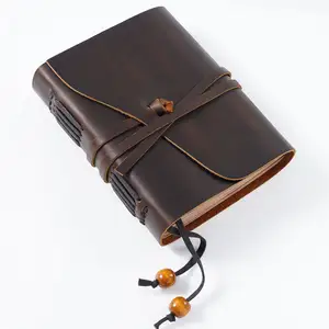 Benutzer definierte Tagebuch schreiben Notizbuch Reisende Journal Leder Notizbücher Vintage echte Lederbezug