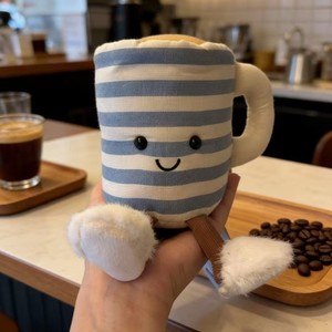 Juguete de peluche de taza de té a rayas Kawaii, divertida taza de té Rosie Lea, taza de café de peluche suave, linda para niños - Product Image 3