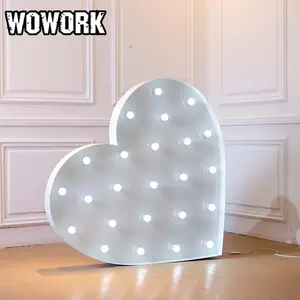 2023 WOWORK LED 3d outdoor light up marquee lights heart @ symbols with bulbs shape display stand for party event decorations