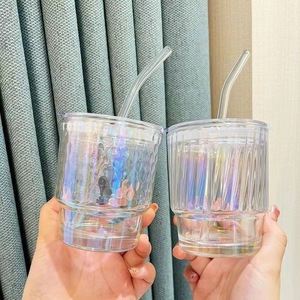 Vaso <span class=keywords><strong>de</strong></span> Agua <span class=keywords><strong>de</strong></span> Vidrio <span class=keywords><strong>de</strong></span> Gran Capacidad con Pajita para Estudiantes y Hogar, Elegante Vaso <span class=keywords><strong>de</strong></span> Vidrio para Bebidas - Product Image 1