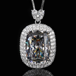 Fashion Brass Copper Jewelry with Zirconia Black Grey <b>Large</b> <b>Stone</b> Pendant 15*20mm Women Statement Necklace for Daily Wear - Product Image 5