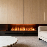 Meuble TV encastré avec foyer à vapeur, foyer décoratif à flamme LED 3D avec rangement pour usage intérieur