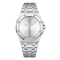 Montre à quartz pour homme, lunette octogonale, cadran minimaliste, bracelet intégré en acier inoxydable, montre-bracelet de sport décontractée et tendance