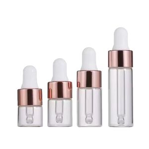 Frasco <span class=keywords><strong>de</strong></span> <span class=keywords><strong>vidrio</strong></span> cosmético portátil con gotero color oro rosa <span class=keywords><strong>de</strong></span> 3ml 5ml, botella recargable para aceites esenciales y líquidos, para viajes y muestras. - Product Image 4