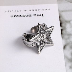Open Face <b>Titanium</b> Steel Star <b>Ring</b> Five Pointed Unisex Fashion Jewelry Gift SA984 - Product Image 3