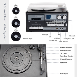Vente en gros de tourne-disques classique vintage avec <span class=keywords><strong>lecteur</strong></span> USB/<span class=keywords><strong>CD</strong></span>/SD/<span class=keywords><strong>Bluetooth</strong></span>, gramophone pour l'audio domestique - Product Image 4