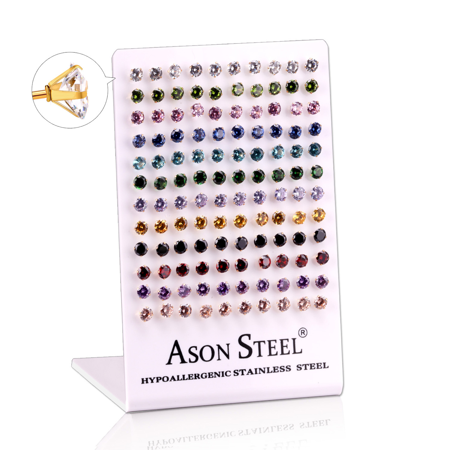 6mm four-prong round mixed diamond