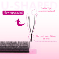 Nouvelles extensions de cils en forme de U YY, plateau noir tissé en trèfle, extensions de cils pré-faites naturelles faciles à greffer, cils personnalisés
