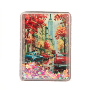 Wholesale Custom Logo Colorful Art Souvenir Fridge Magnet Clear Acrylic Quicksand Shaker Spain Flamingo NYC Autumn Magnet <b>Gift</b> - Product Image 2