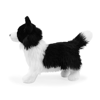 Drei Posen: Sitzend, Liegend, Stehend - Border Collie Plüschtier, Lebensechter Schwarz-Weißer Welpe als Deko-Geschenk für Hundeliebhaber & Kinder