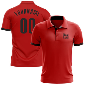 Custom Red Black Performance Golf Polo Shirt Personalized Sublimation and Embroidered Logo Unisex Polo T-shirts