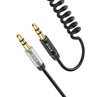 Câble audio auxiliaire mâle 3,5 mm à conducteur en cuivre nu, coudé à 90 degrés, en alliage d'aluminium, pour transmission audio mâle-mâle