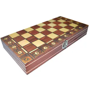 Super Magnetische Houten Schaken Backgammon Checkers 3 In 1 Oude Reizen Schaakspel Houten Schaakstuk Schaakbord